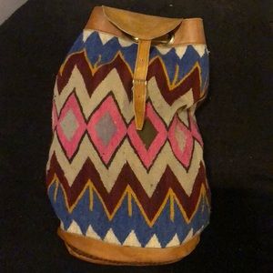 Wool and leather back pack